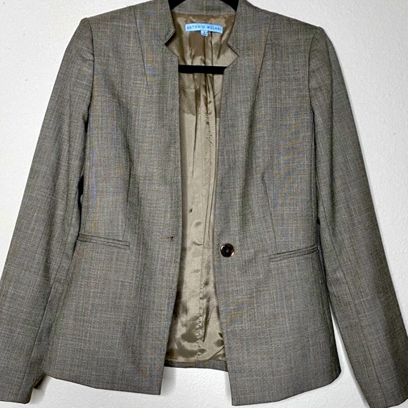 ANTONIO MELANI Notched Lapel One Button Jacket Size 10 Brown - Picture 1 of 5